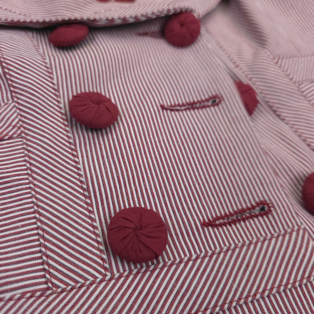 New Nanette Lepor Red Striped Double-Breasted Designer Blazer Sz 10 - Picture 3 of 12